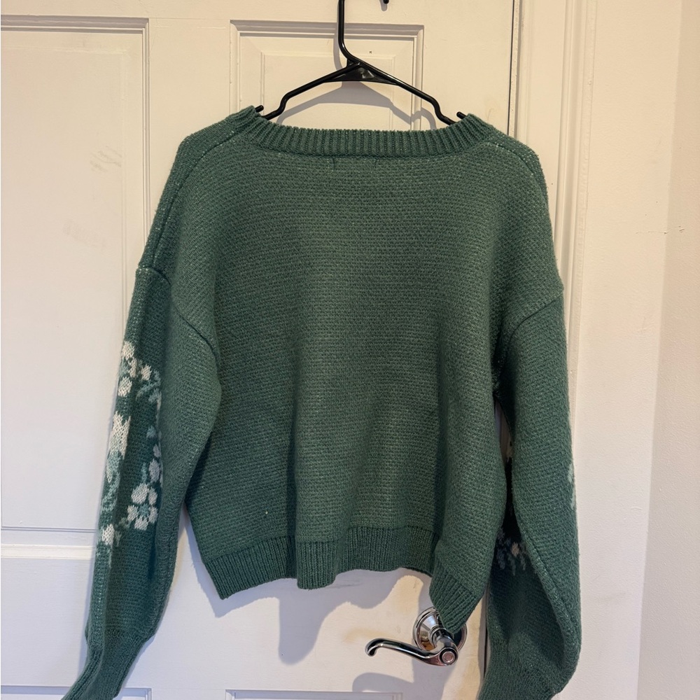 Promesa Green Floral Crew Neck Sweater - Picture 4 of 4